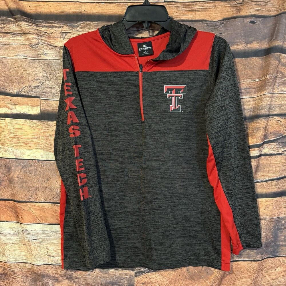 Texas Tech Red Raiders Colosseum Youth L 16-18 1/4 Zip Hoodie Jacket Charcoal